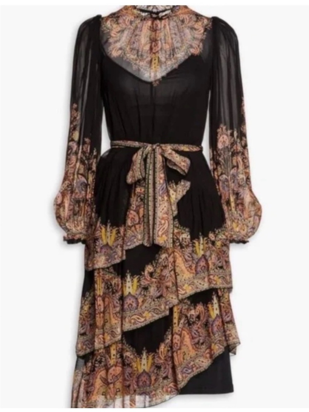 Zimmerman Tiered Long-Sleeve Midi Dress